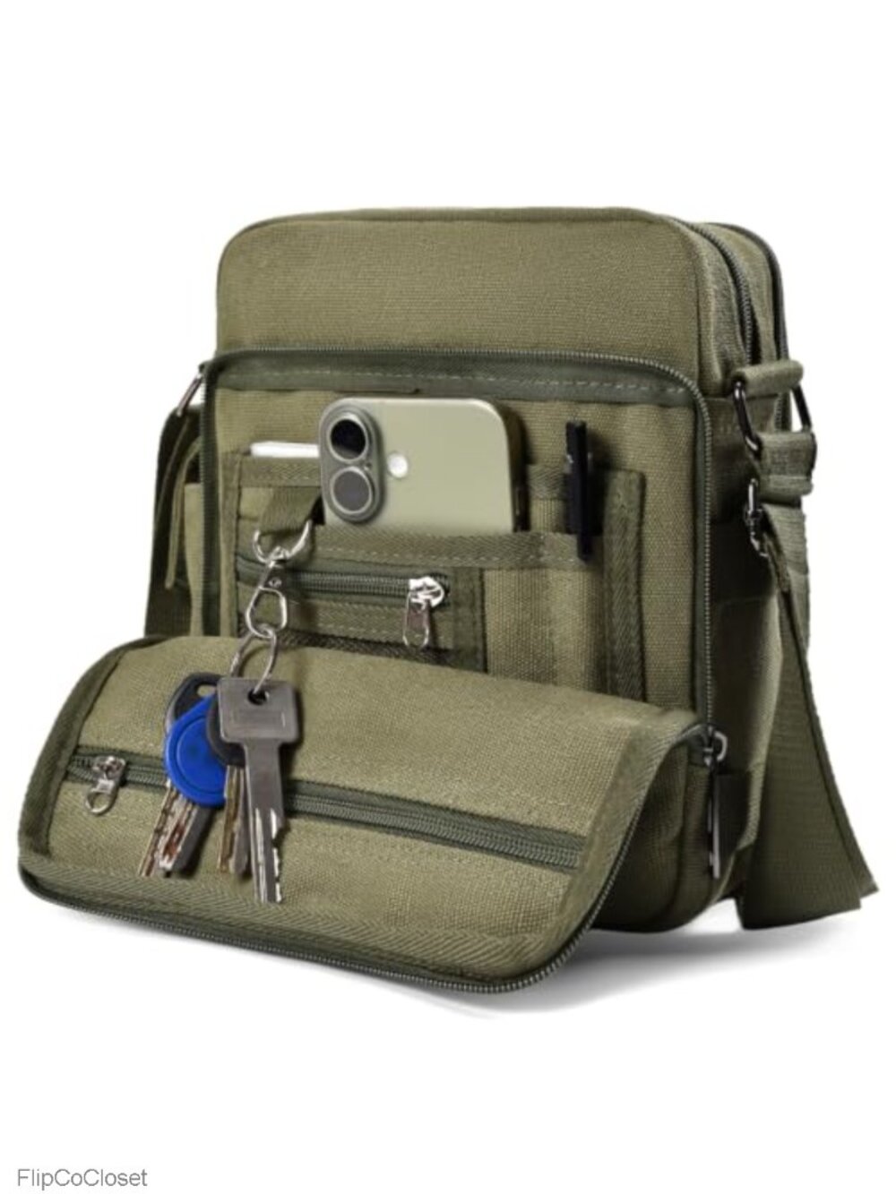 Canvas Messenger Bag Crossbody Shoulder Multi Pocket Satchel Travel